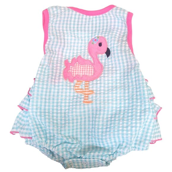 Three Sisters Baby Size 6 Mo Flamingo Bubble Ruffle Butt Bubble Girls Summer - Picture 2 of 14